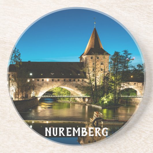 ニュールンベルクの夜の古い中世の橋 コースター (正面)