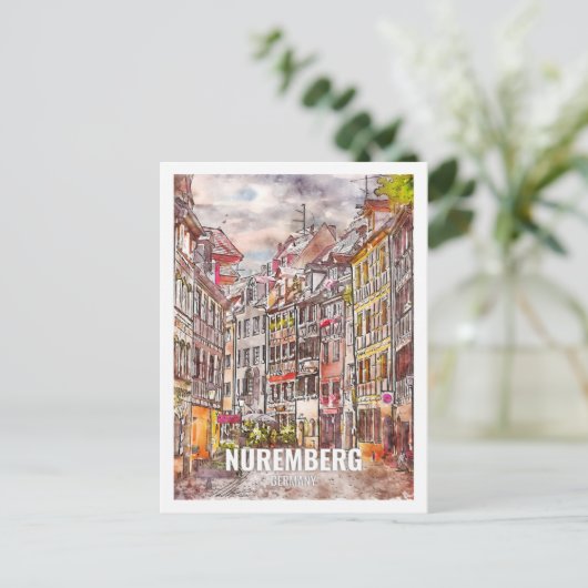 ニュールンベルクドイツ有名な旅行プレイスウォーターカラー ポストカード (スタンド正面)