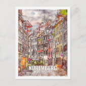 ニュールンベルクドイツ有名な旅行プレイスウォーターカラー ポストカード (正面)