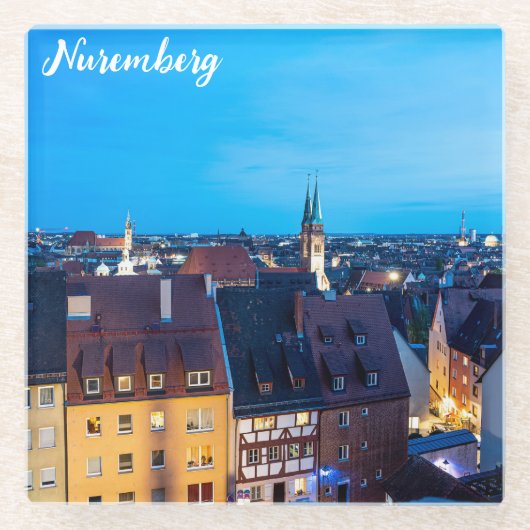 ニュールンベルク旧市街の夜景 ガラスコースター (正面)