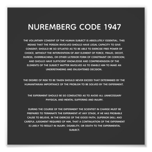 ニュールンベルク・コード。アクリルプリント フォトプリント            (正面)