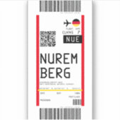 ニュールンベルク(NUE)への搭乗券 シール (正面)