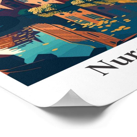 ニュールンベルクGermanyアートトラベルポトレイトイラストレーション ポスター (角)