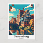 ニュールンベルクGermanyアートトラベルポトレイトイラストレーション ポストカード (正面)