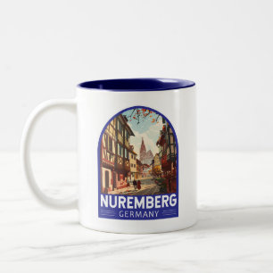 ニュールンベルクGermanyトラベルアートヴィンテージ ツートーンマグカップ
