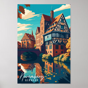 ニュールンベルクGermanyヴィンテージ旅行イラストレーション ポスター