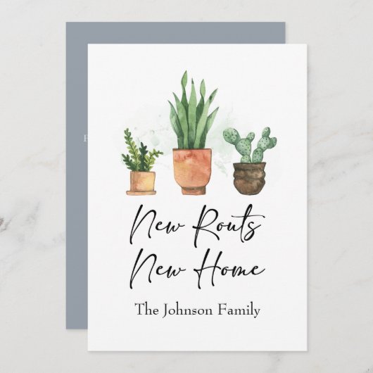 ニュールーツ引っ越しましたニューホームブルー 案内状 (正面/裏面)