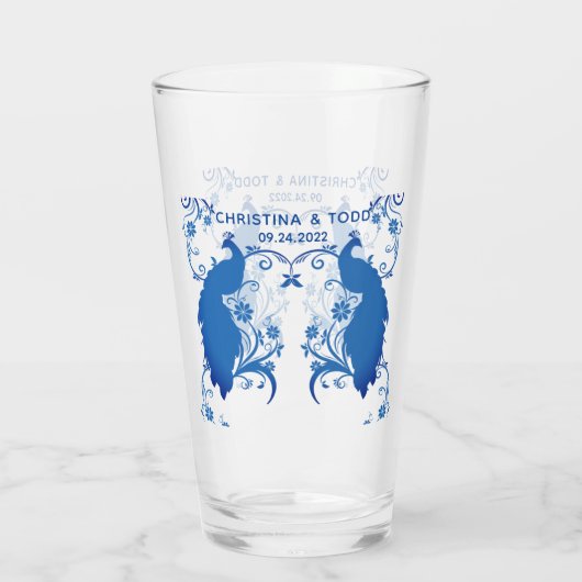 ニューレエレガントイドブルーピーコックピントガラス タンブラーグラス (裏面)