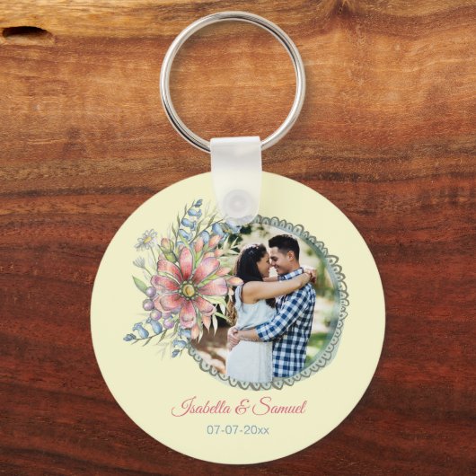 ニューレカスタムイズの写真結婚名のDate Keychain キーホルダー (裏面)