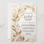 ニューレースフローラゴールドフォイルエンボスブライダルシャワー 招待状 (正面)