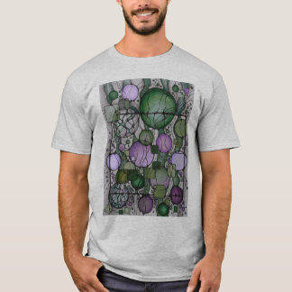 ニューログラフィックアートTシャツ グリーン ヴァイオレット 抽象的 スフィア Tシャツ