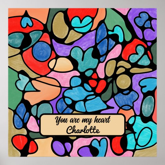 ニューログラフィックデジタル水彩ハート ポスター (正面)