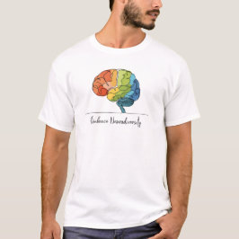 ニューロダイバーシティを受け入れる ラインアート レインボー ブレイン Tシャツ