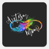 ニューロダイバーシティシンボルレインボーインフィニティ自閉症ママ スクエアシール (正面)