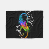 ニューロダイバーシティシンボルレインボーインフィニティ自閉症ママ フリースブランケット (正面(横))