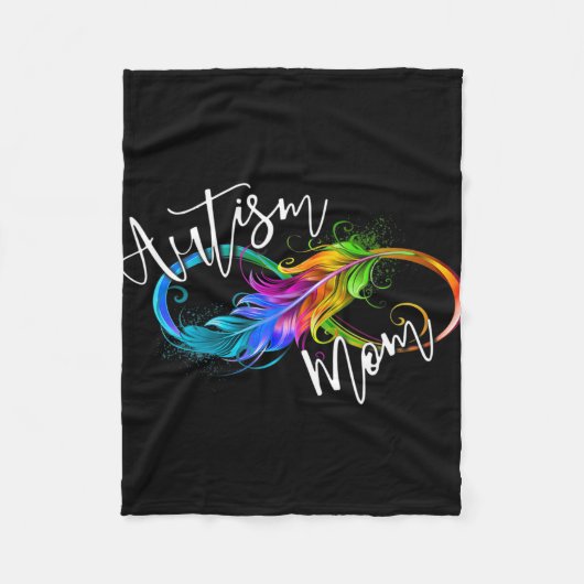 ニューロダイバーシティシンボルレインボーインフィニティ自閉症ママ フリースブランケット (正面)