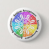 ニューロダイバーシティ自閉症受容虹彩曼荼羅 缶バッジ (正面)
