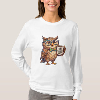 ニューロダイバージェント フクロウ 冗談 コーヒー第一主義 Tシャツ