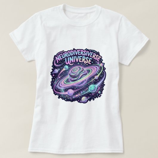 ニューロダイバースユニバースネオンギャラクシー Tシャツ (デザイン正面)