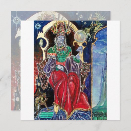 ニューロマンサーマジシャンキング、レッドブルーシルバーメタリック 案内状 (正面/裏面)