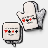 ニューロンを活性化 ブリッジ 4 カードスーツ 鍋つかみ&鍋敷きセット (正面/裏面)