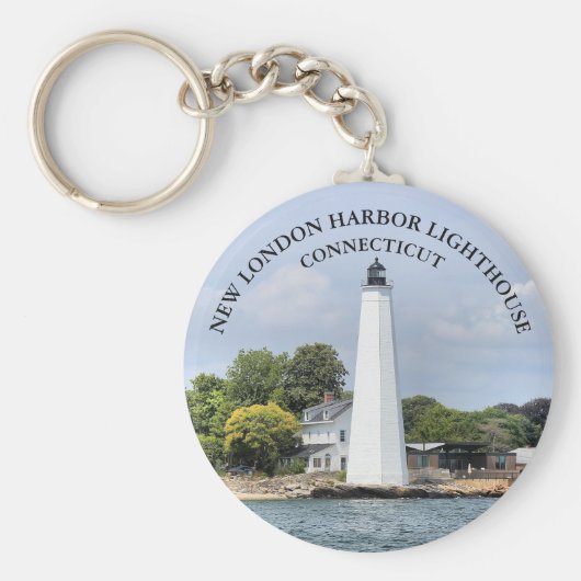 ニューロンドンハーバーライトハウス、コネチカット州キーチェーン キーホルダー (正面)