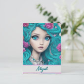 ニューロンドンプリンセス、ターコイズヘア&アイズ ポストカード (スタンド正面)