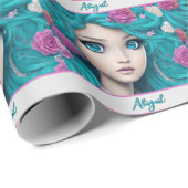 ニューロンドンプリンセス、ターコイズヘア&アイズ ラッピングペーパー (ロールコーナー)