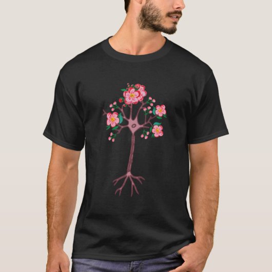 ニューロン脳神経細胞フローラ花樹芸術Neu Tシャツ (正面)