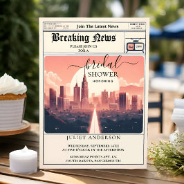 ニューヴィンテージペイ旧レトロ新聞ブライダルシャワー 招待状