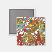 ニュー中国のスのドラゴ中国のンイラストレーション マグネット (正面/裏面)