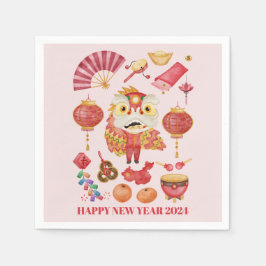 ニュー中国の辰年紙ナプキンス スタンダードカクテルナプキン