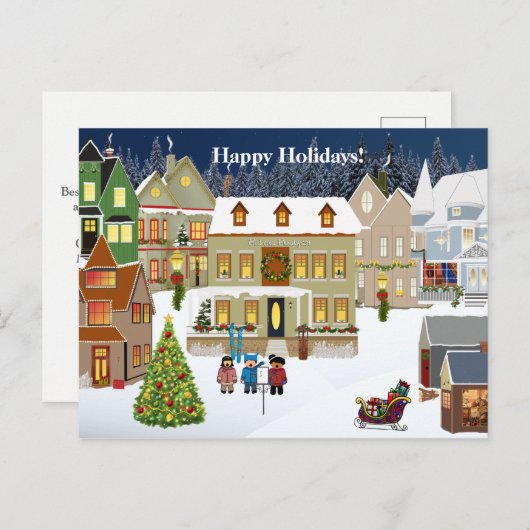 ニュー企業のイングランド村のクリスマスを使用 ポストカード (正面/裏面)