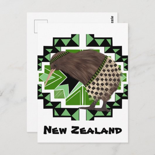 ニュー伝統的ジーランド国鳥 – キウイ鳥 ポストカード (正面/裏面)