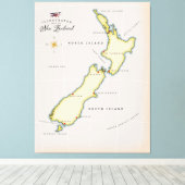 ニュー図解入りの、写真付きのジーランドの地図 キャンバスプリント (インサイチュ (ウッドフロア))