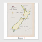 ニュー図解入りの、写真付きのジーランドの地図 シール (シート)