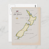 ニュー図解入りの、写真付きのジーランドの地図 ポストカード (正面/裏面)