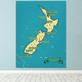 ニュー図解入りの、写真付きのジーランドの旅行マップ キャンバスプリント (インサイチュ (ウッドフロア))