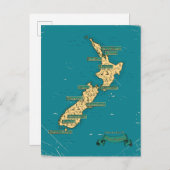 ニュー図解入りの、写真付きのジーランドの旅行マップ 案内ポストカード (正面/裏面)