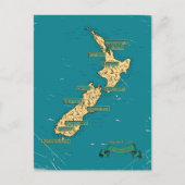 ニュー図解入りの、写真付きのジーランドの旅行マップ 案内ポストカード (正面)