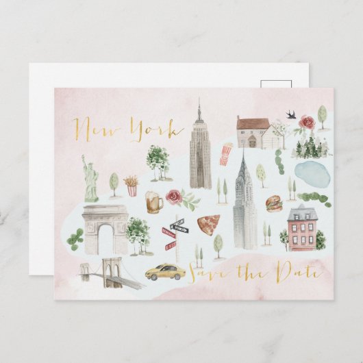 ニュー図解入りの、写真付きのヨークの地図その日付を保存 ポストカード (正面/裏面)