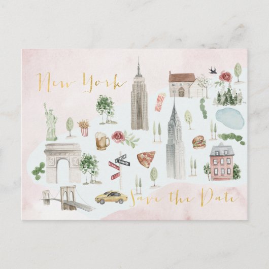 ニュー図解入りの、写真付きのヨークの地図その日付を保存 ポストカード (正面)