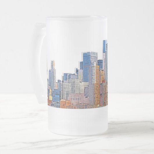 ニュー威厳のあるヨークシティスカイラインのビュ芸術的ー フロストグラスビールジョッキ (正面左)