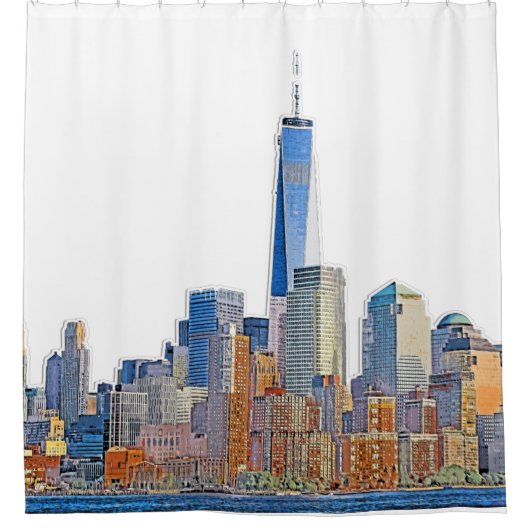 ニュー威厳のあるヨーク市のスカイラインの眺め シャワーカーテン (正面)