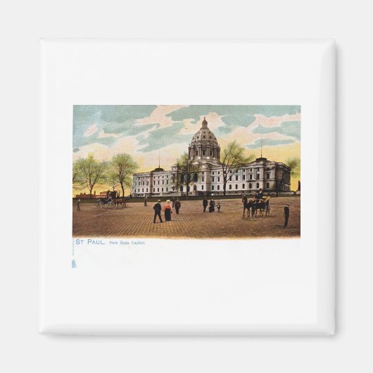 ニュー州キャピトル、セントポール、ミネソタヴィンテージ マグネット (正面)