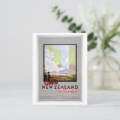 ニュー来ジーランドへのヴィンテージ旅行ポスター ポストカード (スタンド正面)
