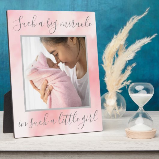 ニュー生まれベビーガール引用文カスタム写真 フォトプラーク (側面)
