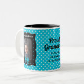ニュー祖母ブルー水玉模様2写真 ツートーンマグカップ (正面左)