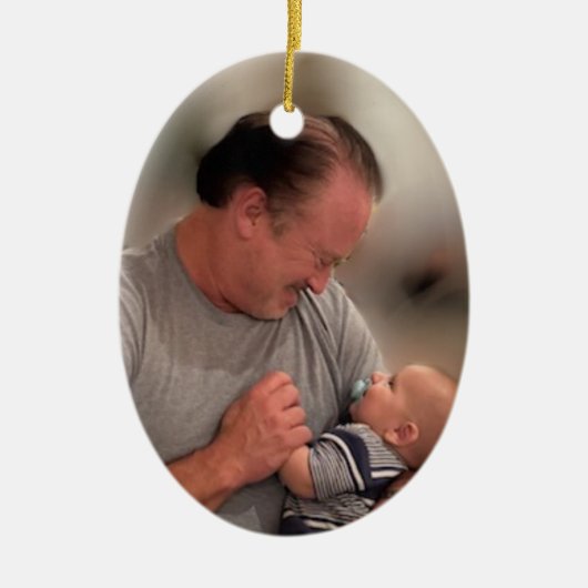 ニュー祖父の両面の磁器の休日 セラミックオーナメント (正面)