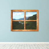 ニュー素朴ジーランドの木製の窓枠ビュー キャンバスプリント (インサイチュ (ウッドフロア))